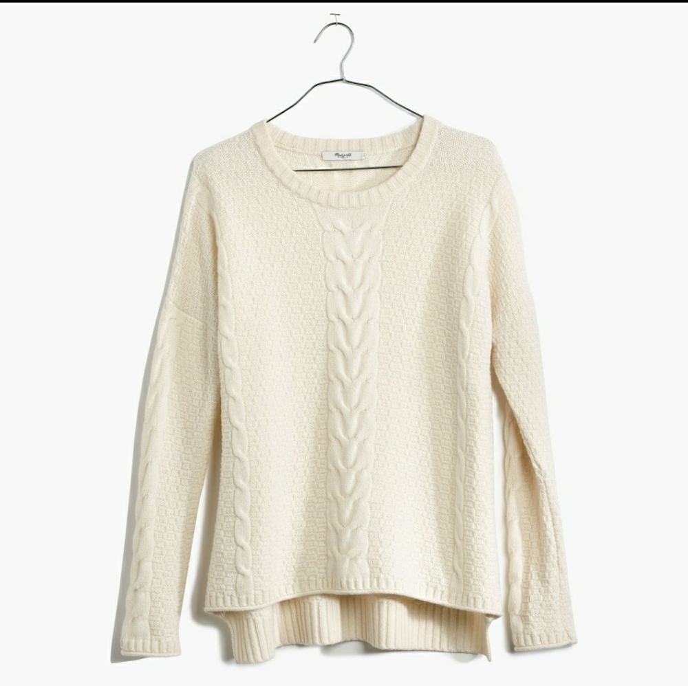 Madewell easy cable pullover in white